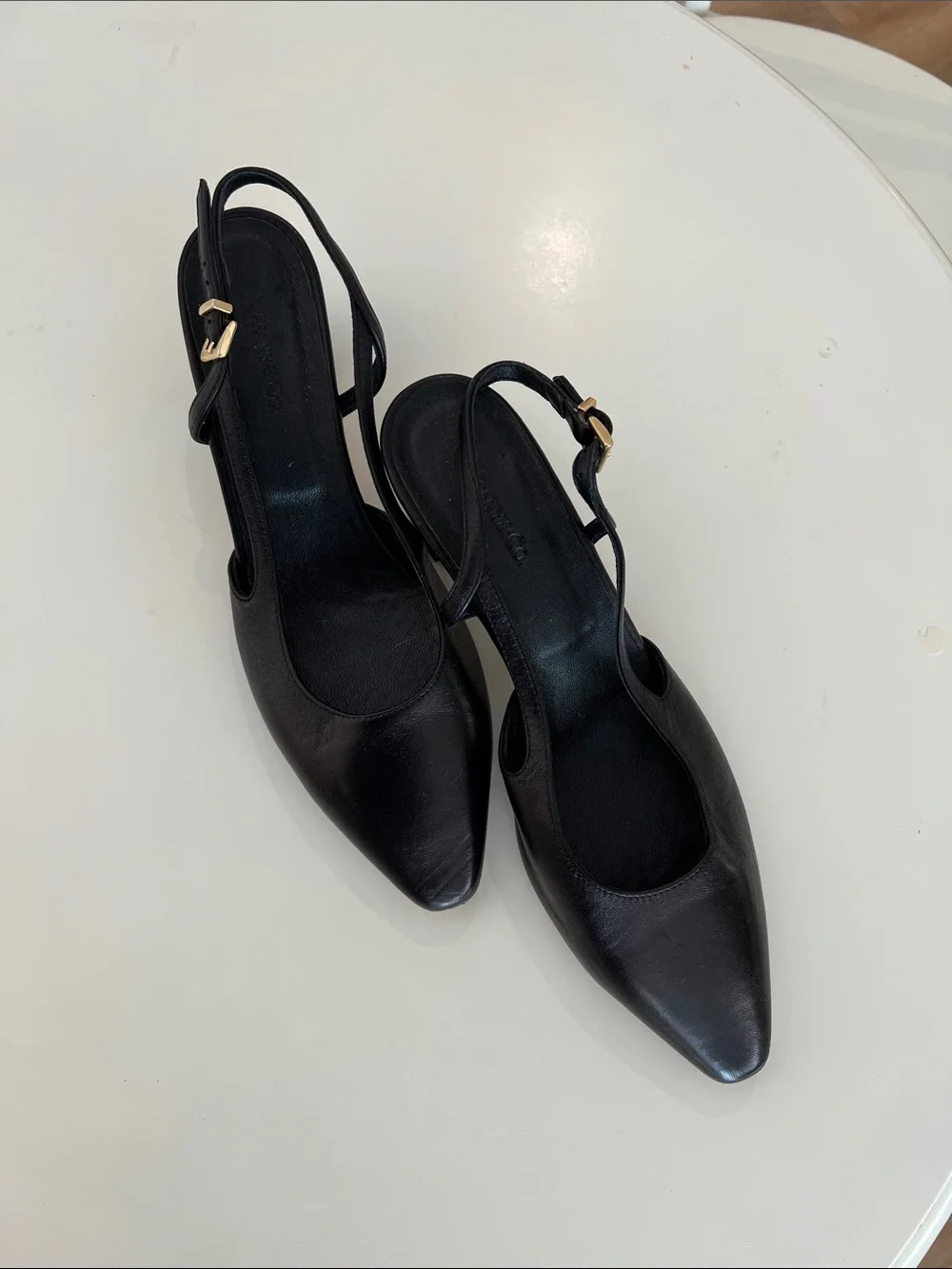 Women's Black Slingback Pointed-Toe Heels